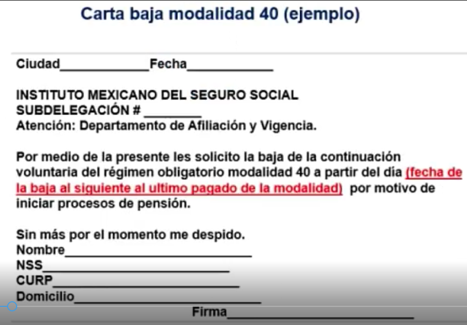 Ejemplo De Carta Para Dar De Baja En El Imss www.aforeyfinanzas.com
