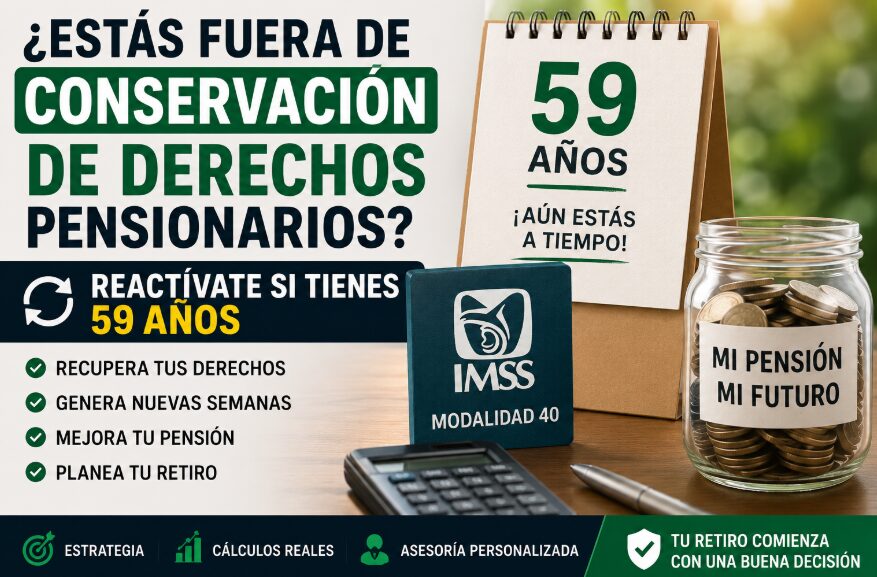 ¿Estás fuera de conservación de derechos pensionarios? Reacciona si tienes 59 años